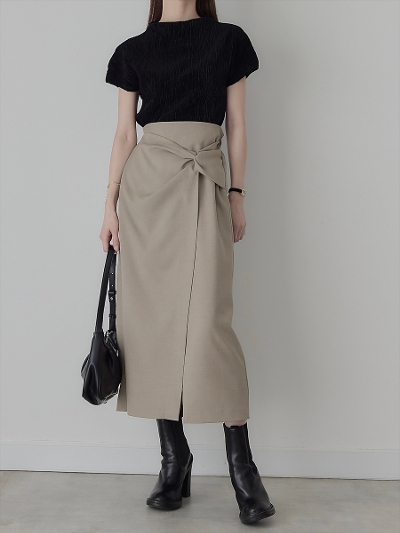 yNEWz  knot design wrap skirt / beige