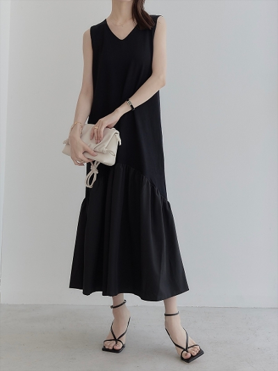 yNEWzasymmetry hem flare dress