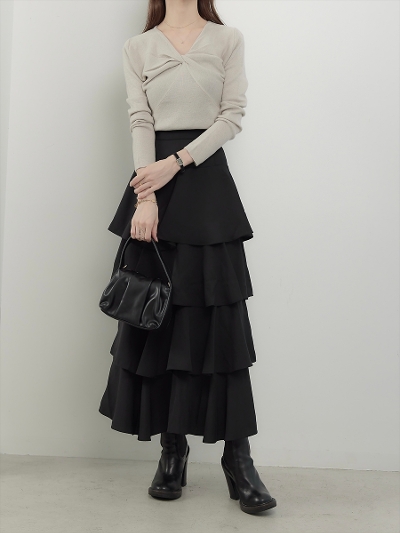 yNEWzvolume frill tiered skirt