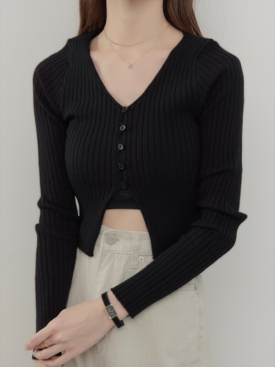 yNEWzcropped cardigan tops / black