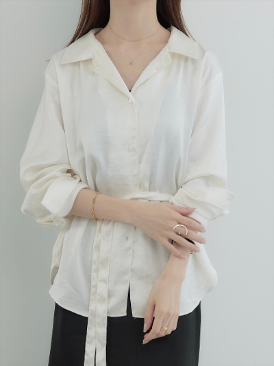 yNEWzribbon tie satin shirt blouse