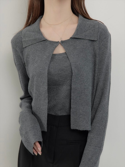 yRE ARRIVALzcami set knit ensemble / grey