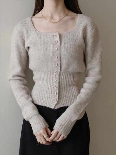 yNEWzsquare neck corset design knit / beige