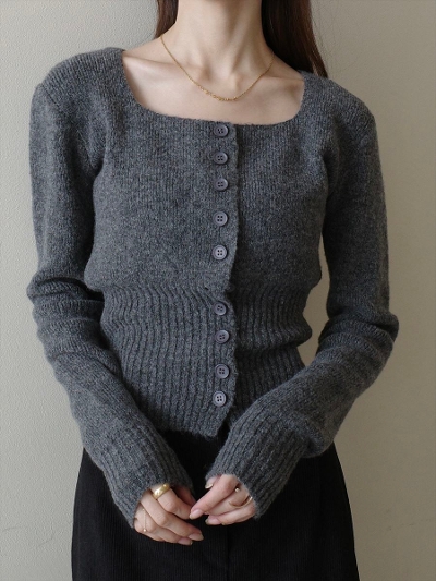 yNEWzsquare neck corset design knit / grey